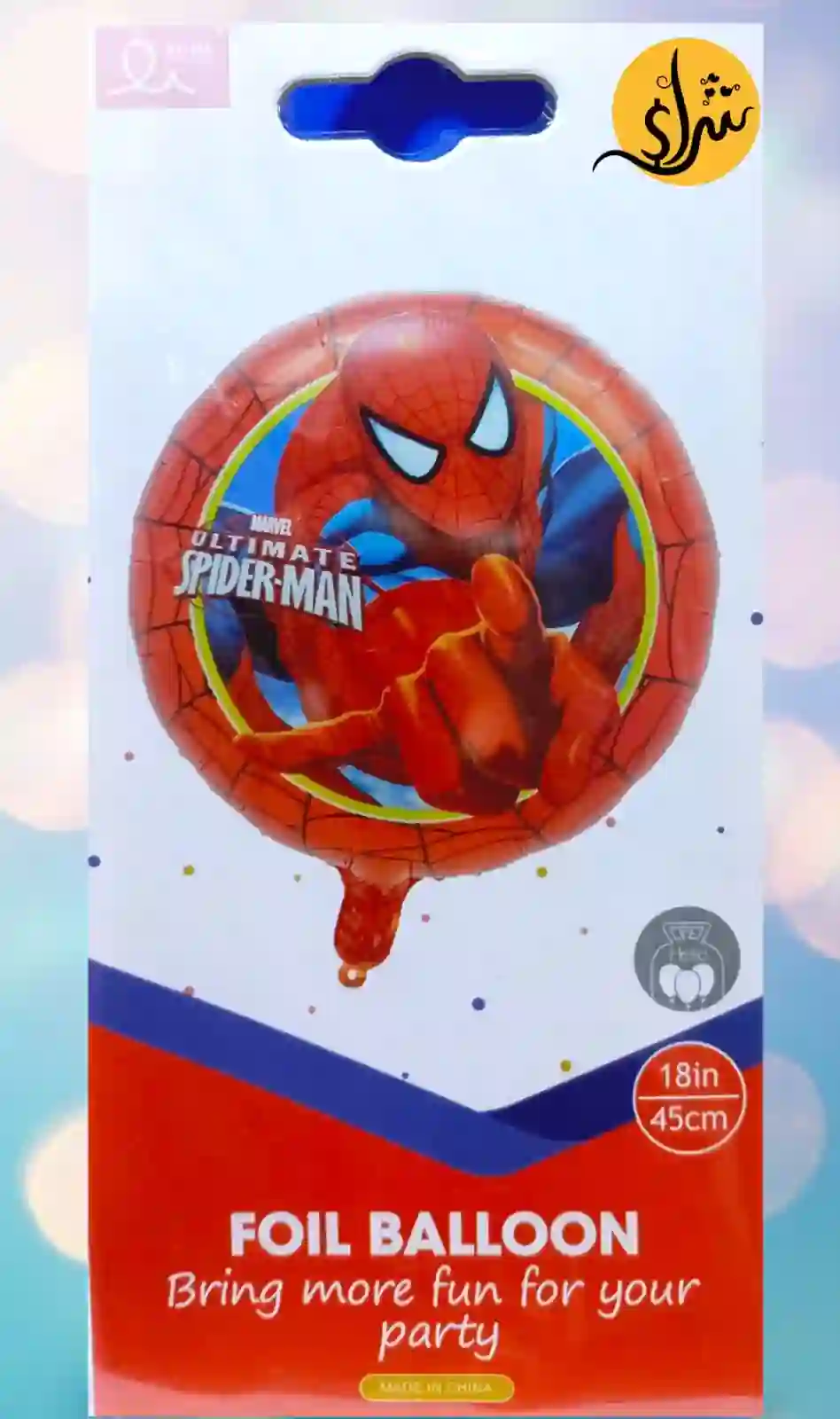 بالون فويل هيليوم دائرية شكل سبايدر مان لون أحمر 18 أنش